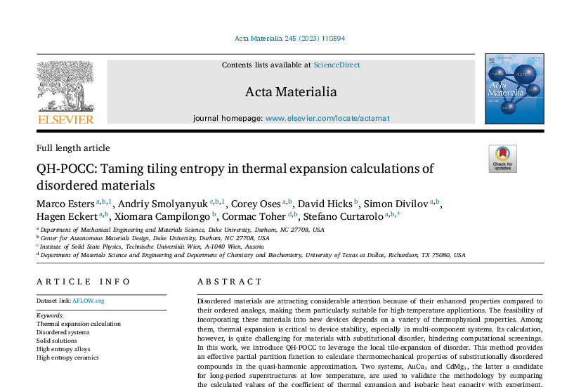 Graphical abstract for QH-POCC: taming tiling entropy in thermal expansion calculations of disordered materials