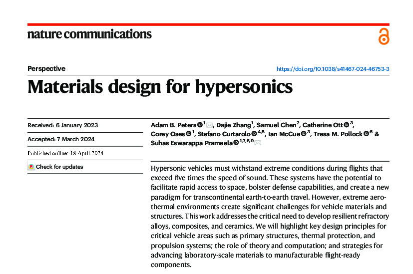 Graphical abstract for Materials Design for Hypersonics