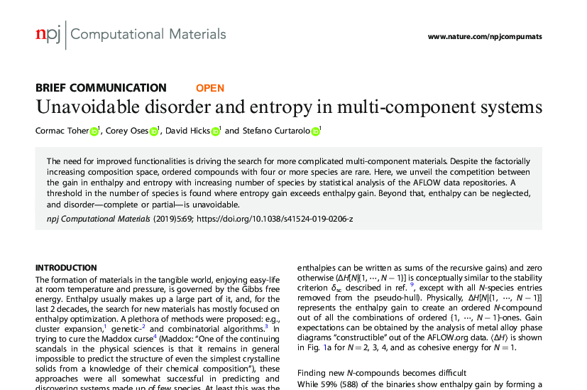 Graphical abstract for Unavoidable disorder and entropy in multi-component systems