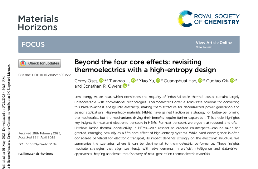 Graphical abstract for Beyond the four core effects: revisiting thermoelectrics with a high-entropy design