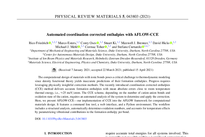 Graphical abstract for Automated coordination corrected enthalpies with AFLOW-CCE