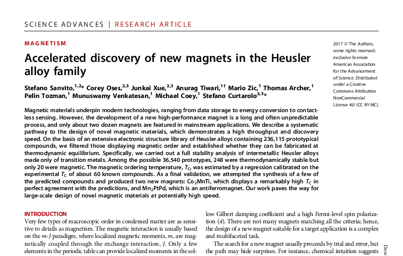 Graphical abstract for Accelerated Discovery of New Magnets in the Heusler Alloy Family